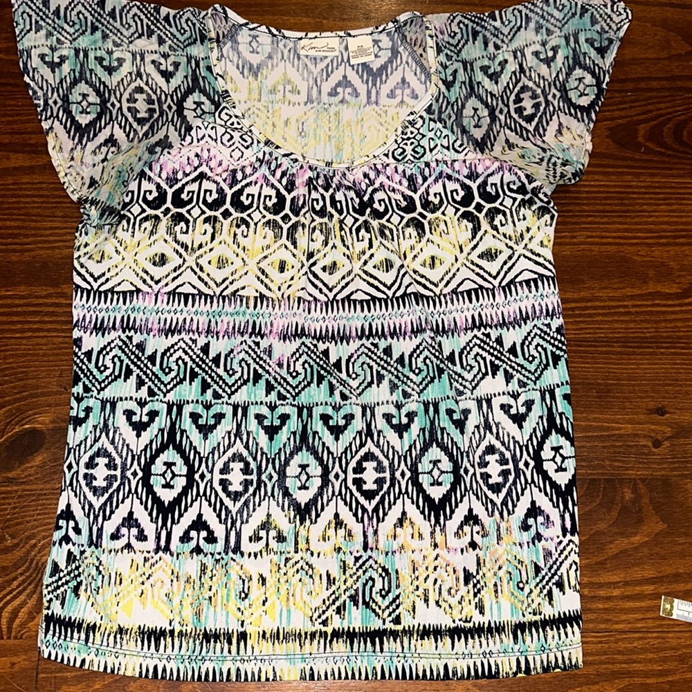 Kim Rogers petite small PS top with scoop neck and flutter cap sleeves